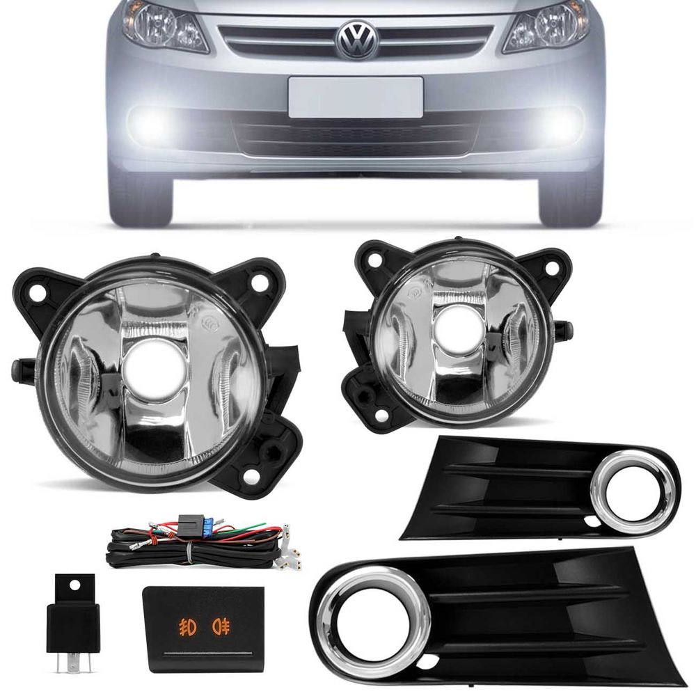 Kit Farol Milha Gol Voyage G5 2009 2010 2011 2012 Saveiro G5 2010 2011 2012 2013 Aro Cromado Menor preço em Kit Farol Milha Gol Voyage G5 2009 2010 2011 2012 Saveiro G5 2010 2011 2012 2013 Aro Cromado