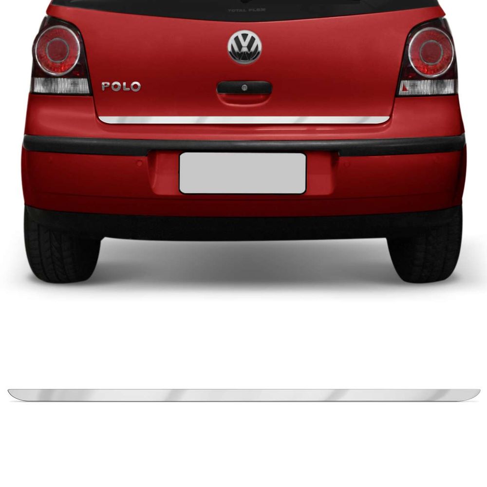 Friso Cromado Resinado Traseiro Porta Malas Polo Hatch 03 a 16 Encaixe Perfeito Excelente Fixação Menor preço em Friso Cromado Resinado Traseiro Porta Malas Polo Hatch 03 a 16 Encaixe Perfeito Excelente Fixação