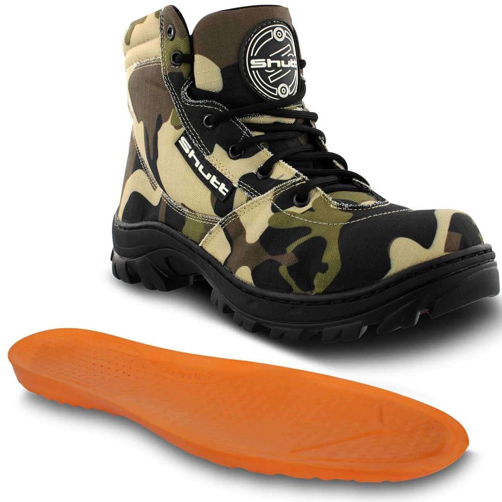 Bota Motociclista Coturno Militar Cano Curto Camuflado Couro Legítimo Cadarços Shutt Menor preço em Bota Motociclista Coturno Militar Cano Curto Camuflado Couro Legítimo Cadarços Shutt