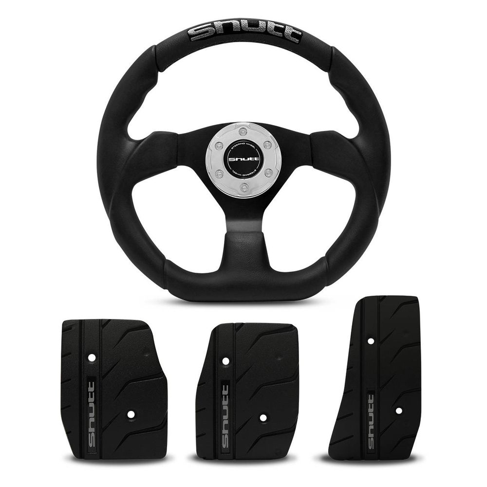 Volante Esportivo Preto sem Cubo Black Shutt SRB + Jogo Pedaleiras Esportivas PXRB Universal Menor preço em Volante Esportivo Preto sem Cubo Black Shutt SRB + Jogo Pedaleiras Esportivas PXRB Universal