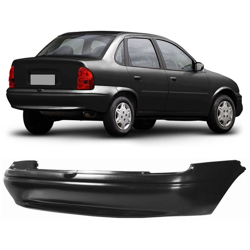 Para-Choque Corsa Sedan 96/08 Traseiro Preto Liso - Connect Parts