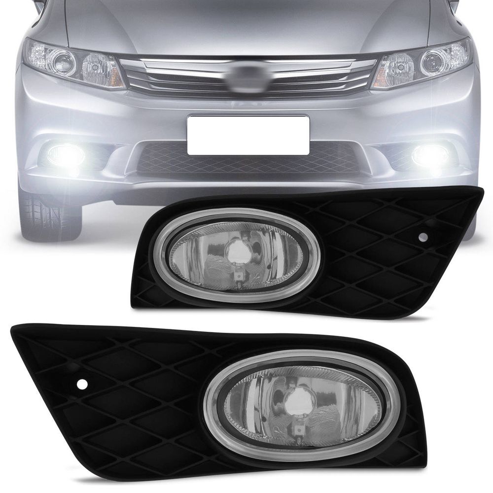 Farol Milha New Civic 2012 2013 2014 Auxiliar Neblina com Moldura Menor preço em Farol Milha New Civic 2012 2013 2014 Auxiliar Neblina com Moldura