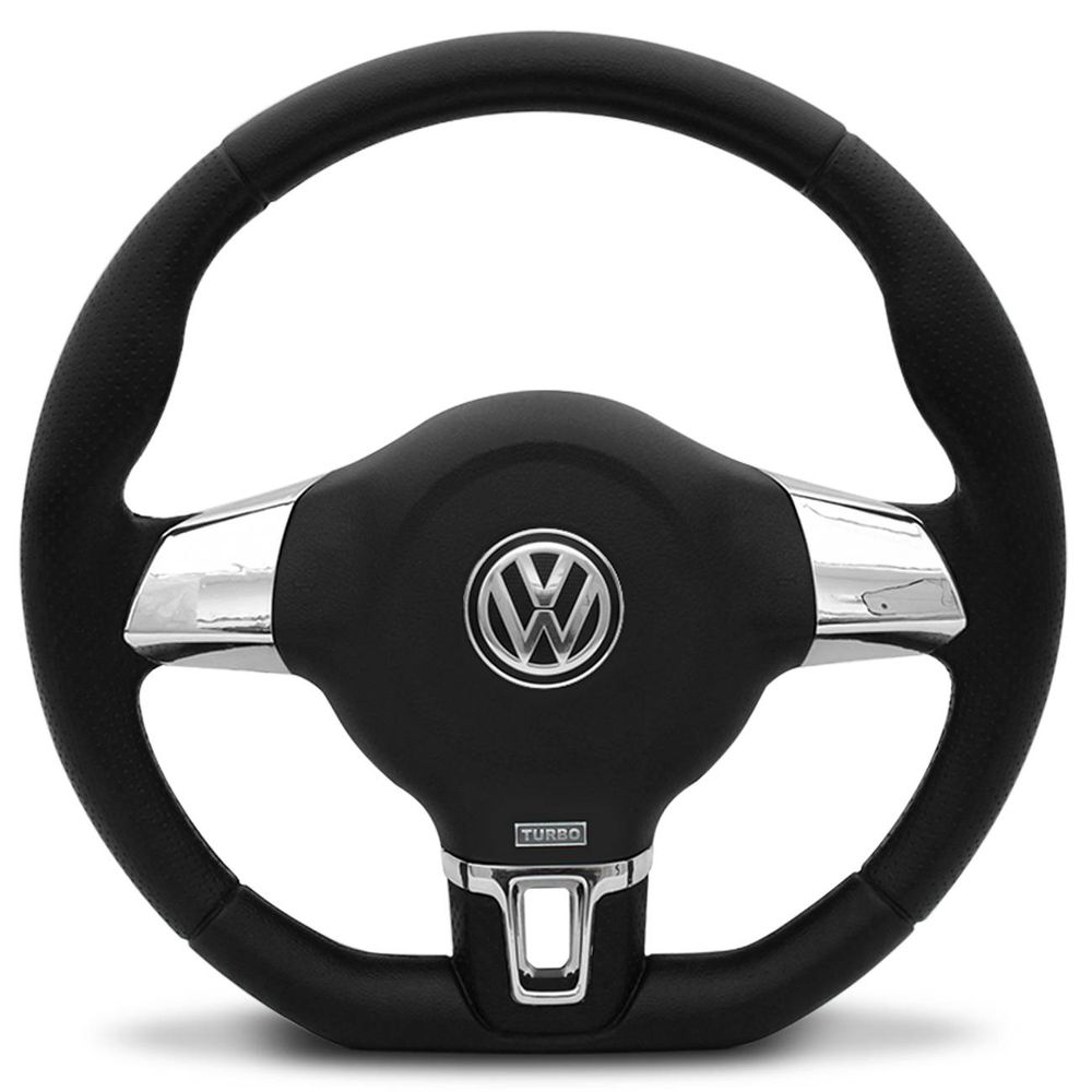 Volante Jetta Base Reta Turbo Preto Aplique Cromado Gol Parati Saveiro Santana Polo 95 a 13 com Cubo Menor preço em Volante Jetta Base Reta Turbo Preto Aplique Cromado Gol Parati Saveiro Santana Polo 95 a 13 com Cubo