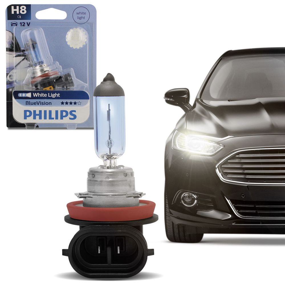 Lâmpada Philips Super Branca H8 Blue Vision 3700K Luz Branca 35W 12V Efeito Xenon Menor preço em Lâmpada Philips Super Branca H8 Blue Vision 3700K Luz Branca 35W 12V Efeito Xenon