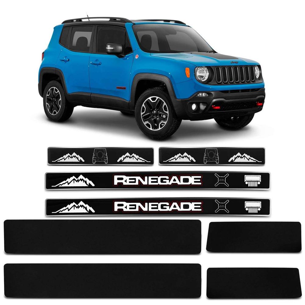 Kit Soleira Jeep Renegade 2015 2016 2017 2018 2019 2020 Protetora Vinil Blackout Antiderrapante Menor preço em Kit Soleira Jeep Renegade 2015 2016 2017 2018 2019 2020 Protetora Vinil Blackout Antiderrapante