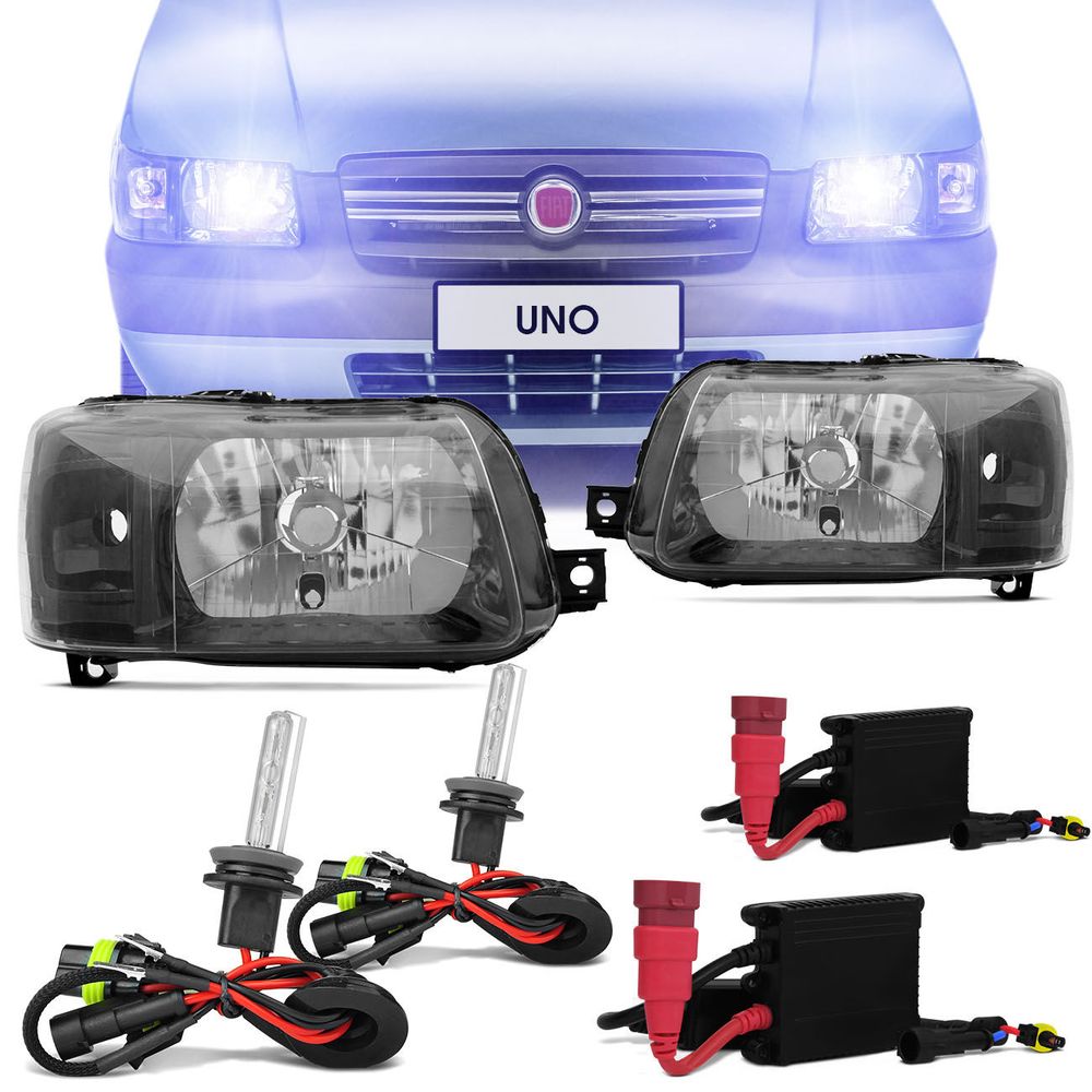 Par Farol Uno Fiorino 2004 a 2014 Mille Fire Pitbull Máscara Negra + Kit Xênon 8000K é boa?