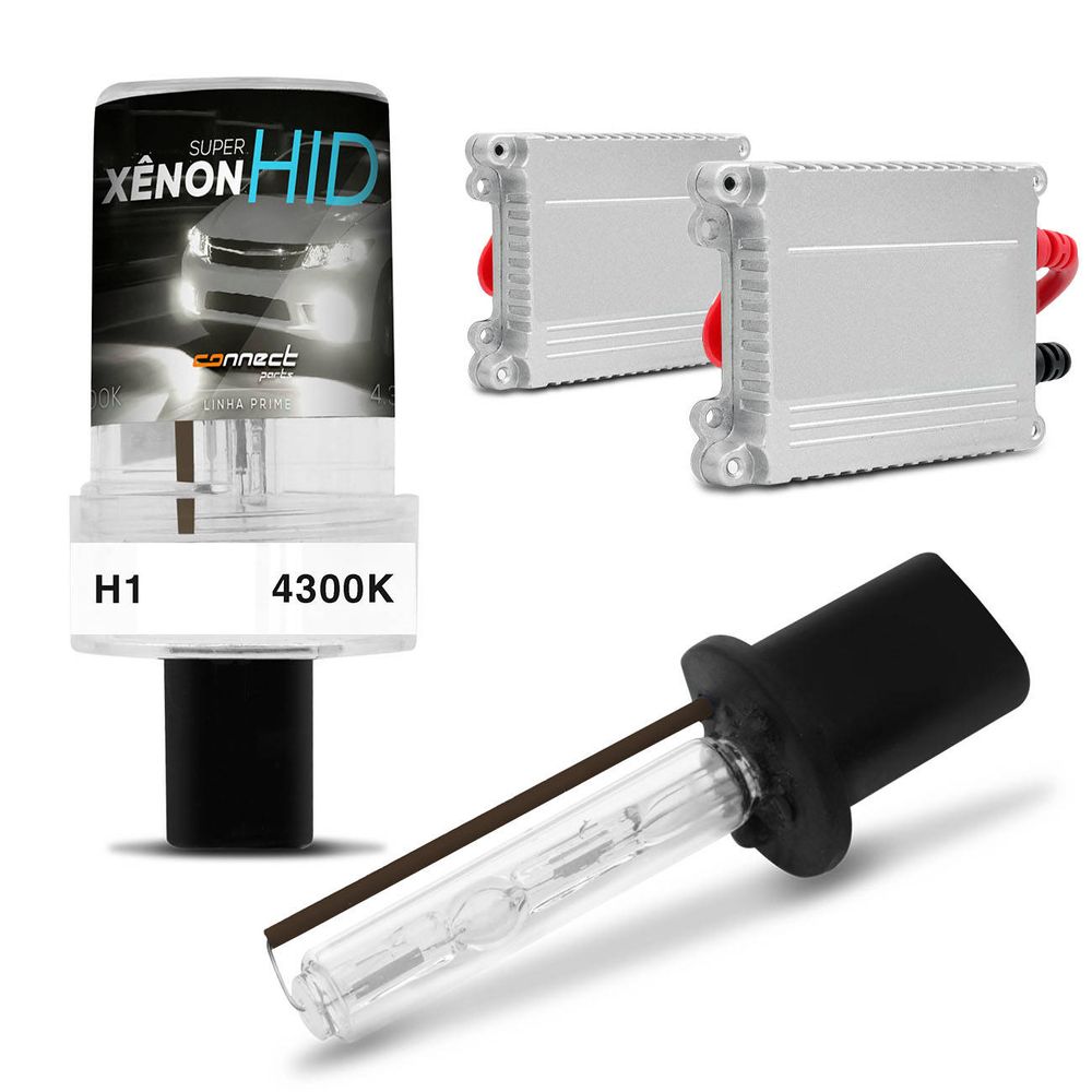 Kit Xênon Completo H1 4300K 35W 12V Lâmpada com Tonalidade Branca e Reator Função Anti Flicker Menor preço em Kit Xênon Completo H1 4300K 35W 12V Lâmpada com Tonalidade Branca e Reator Função Anti Flicker