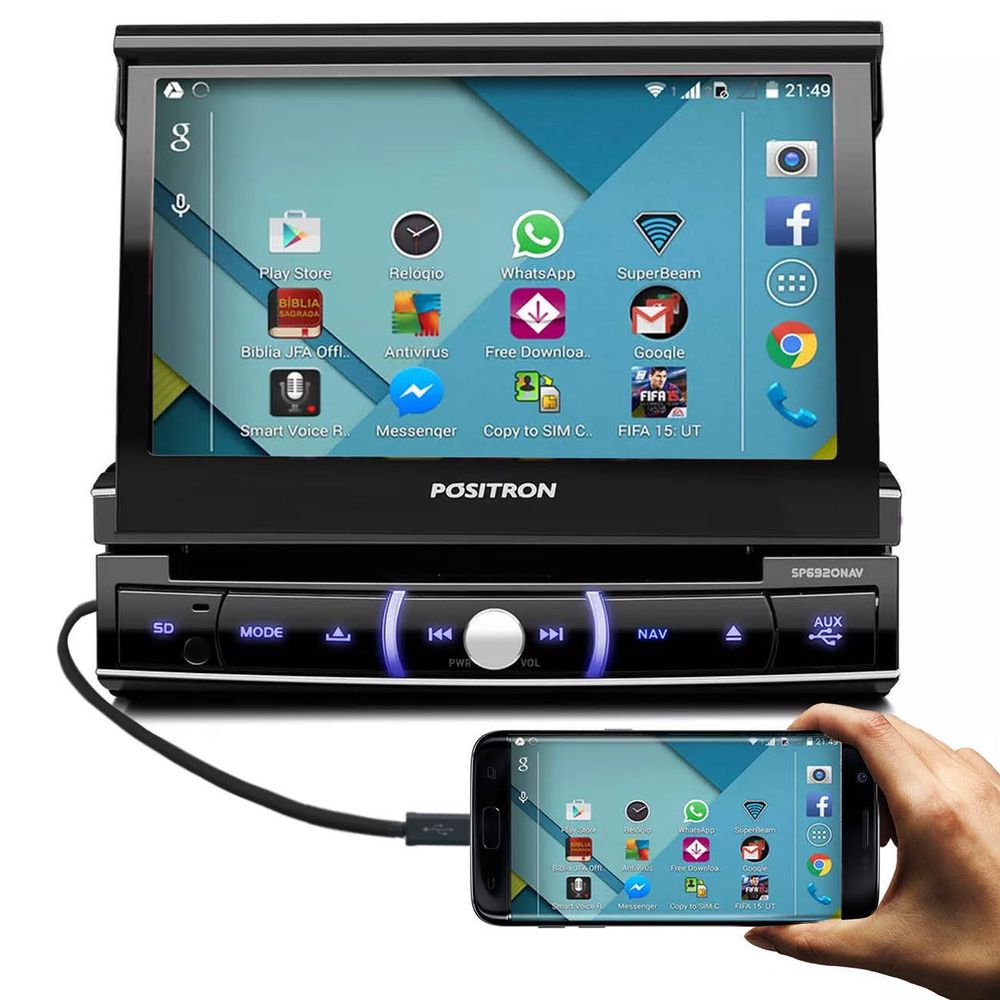 DVD Player Pósitron Retrátil 7 Polegadas GPS - Connect Parts Mobile