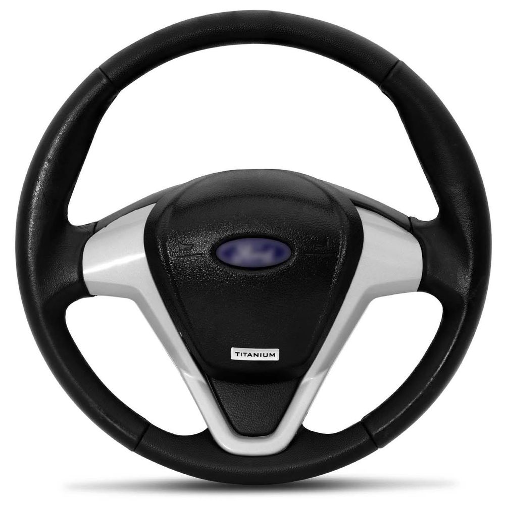 Volante Esportivo Modelo Ford Fiesta Titanium Com Acionador de Buzina Universal Preto/Prata Menor preço em Volante Esportivo Modelo Ford Fiesta Titanium Com Acionador de Buzina Universal Preto/Prata
