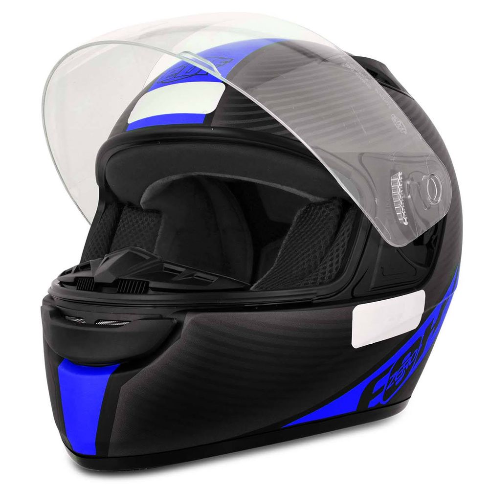 Capacete Fechado Ebf E0x Preto Fosco E Azul Connect Parts