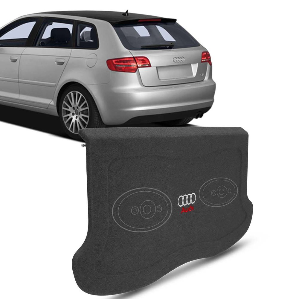 Tampão Porta Malas Audi A3 1996 a 2006 Carpete Grafite Furos Alto Falante 6x9 Bagagito + Cordinha Menor preço em Tampão Porta Malas Audi A3 1996 a 2006 Carpete Grafite Furos Alto Falante 6x9 Bagagito + Cordinha