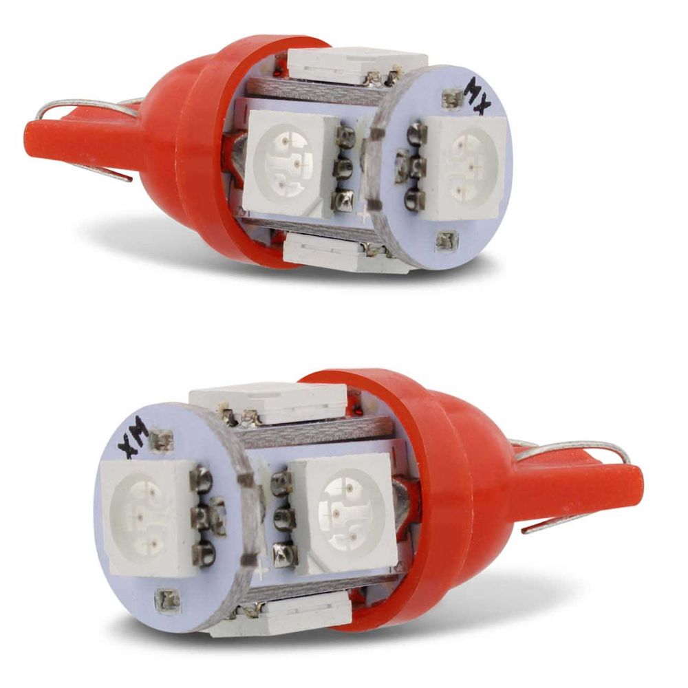 Par Lâmpadas LED T10 W5W Pingo 5 LEDs 4W 12V Luz Vermelha Aplicação Farol Meia Luz Menor preço em Par Lâmpadas LED T10 W5W Pingo 5 LEDs 4W 12V Luz Vermelha Aplicação Farol Meia Luz