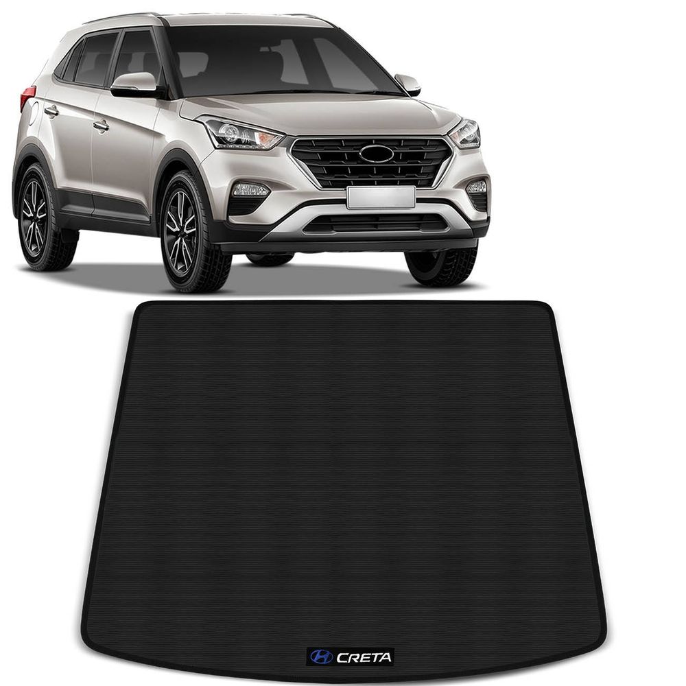 Tapete Porta Malas PVC Borracha Hyundai Creta 2017 e 2018 Preto com Emblema e Grafia Bordado Menor preço em Tapete Porta Malas PVC Borracha Hyundai Creta 2017 e 2018 Preto com Emblema e Grafia Bordado