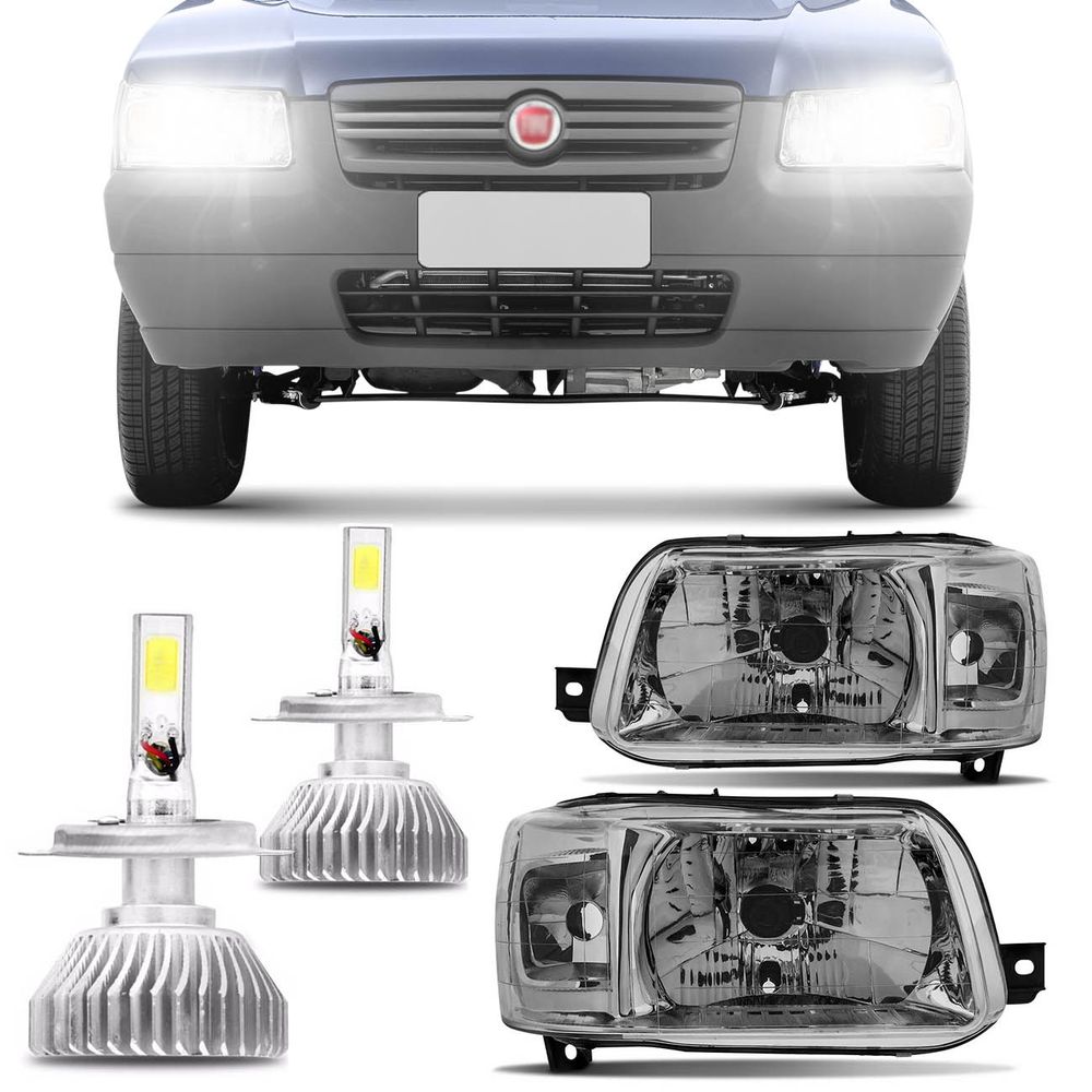 Par Farol Uno Fiorino 2004 a 2014 Pisca Embutido Pit Bull + Par Lâmpada Super Led 3D 6000K Menor preço em Par Farol Uno Fiorino 2004 a 2014 Pisca Embutido Pit Bull + Par Lâmpada Super Led 3D 6000K