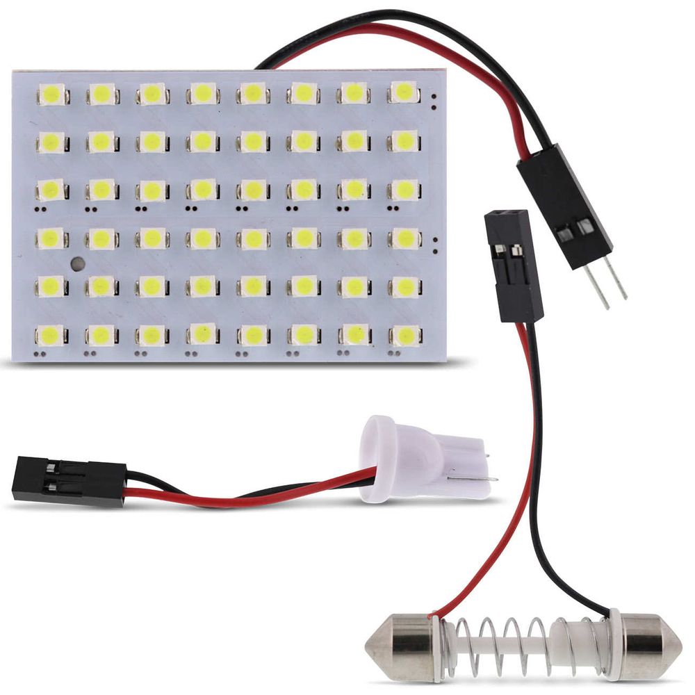 Placa LED Pingo T10 Torpedo 48 LEDs 6W 12V Luz Teto Branca Menor preço em Placa LED Pingo T10 Torpedo 48 LEDs 6W 12V Luz Teto Branca