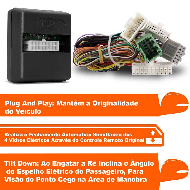 Módulo de Retrovisores Elétricos Tilt Down e Rebatimento Tury Park