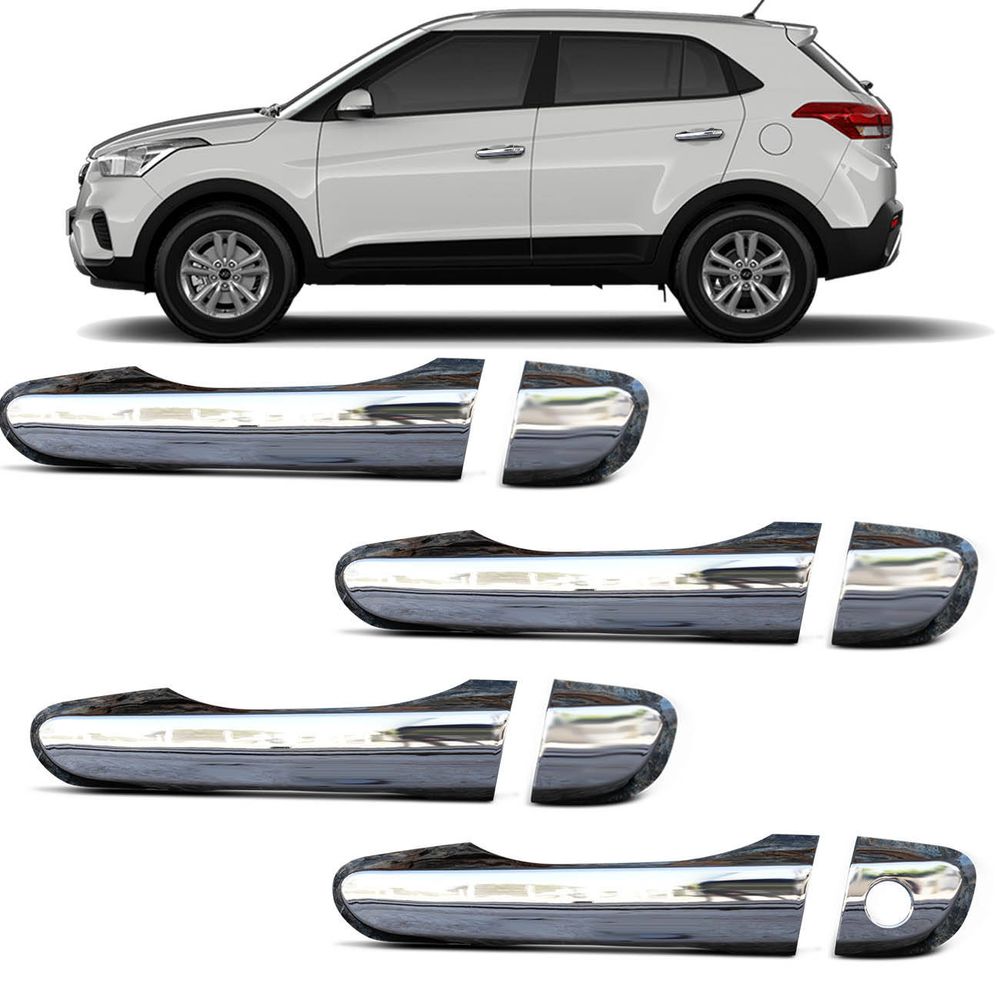 Kit Aplique de Maçaneta Hyundai Creta 2017 2018 2019 2020 2021 Cromado 4 Portas Ótimo Acabamento Menor preço em Kit Aplique de Maçaneta Hyundai Creta 2017 2018 2019 2020 2021 Cromado 4 Portas Ótimo Acabamento