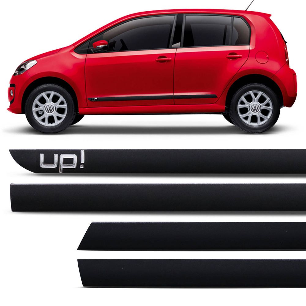 Jogo Friso Lateral Tipo Borrachão Volkswagen UP 14 a 19 Preto 4 Peças com Grafia Excelente Fixação Menor preço em Jogo Friso Lateral Tipo Borrachão Volkswagen UP 14 a 19 Preto 4 Peças com Grafia Excelente Fixação