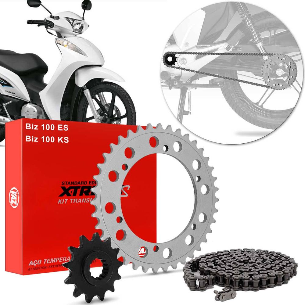 Kit Relação Transmissão Honda Biz 100 ES KS 2013 2014 2015 Vaz Xtreme H03999XS Menor preço em Kit Relação Transmissão Honda Biz 100 ES KS 2013 2014 2015 Vaz Xtreme H03999XS