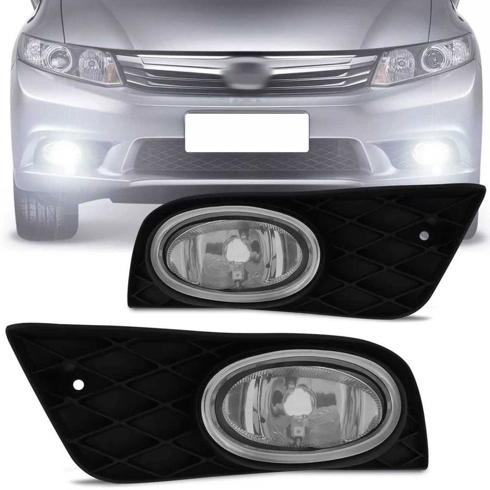 Par Farol Milha New Civic 2012 2013 2014 Auxiliar Neblina com Moldura Menor preço em Par Farol Milha New Civic 2012 2013 2014 Auxiliar Neblina com Moldura