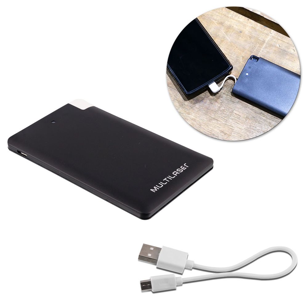 Carregador de Bateria Portátil Multilaser CB085 Power Bank Slim 2500mAh 5V USB GPS iOS Preto Menor preço em Carregador de Bateria Portátil Multilaser CB085 Power Bank Slim 2500mAh 5V USB GPS iOS Preto