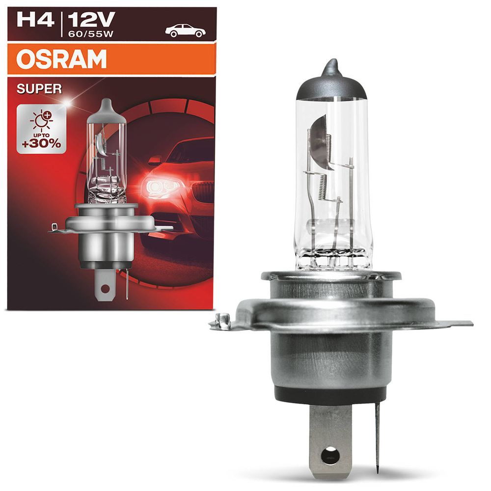 Lâmpada Osram Halógena H4 Linha Super 3200K 12V 55W Farol Menor preço em Lâmpada Osram Halógena H4 Linha Super 3200K 12V 55W Farol