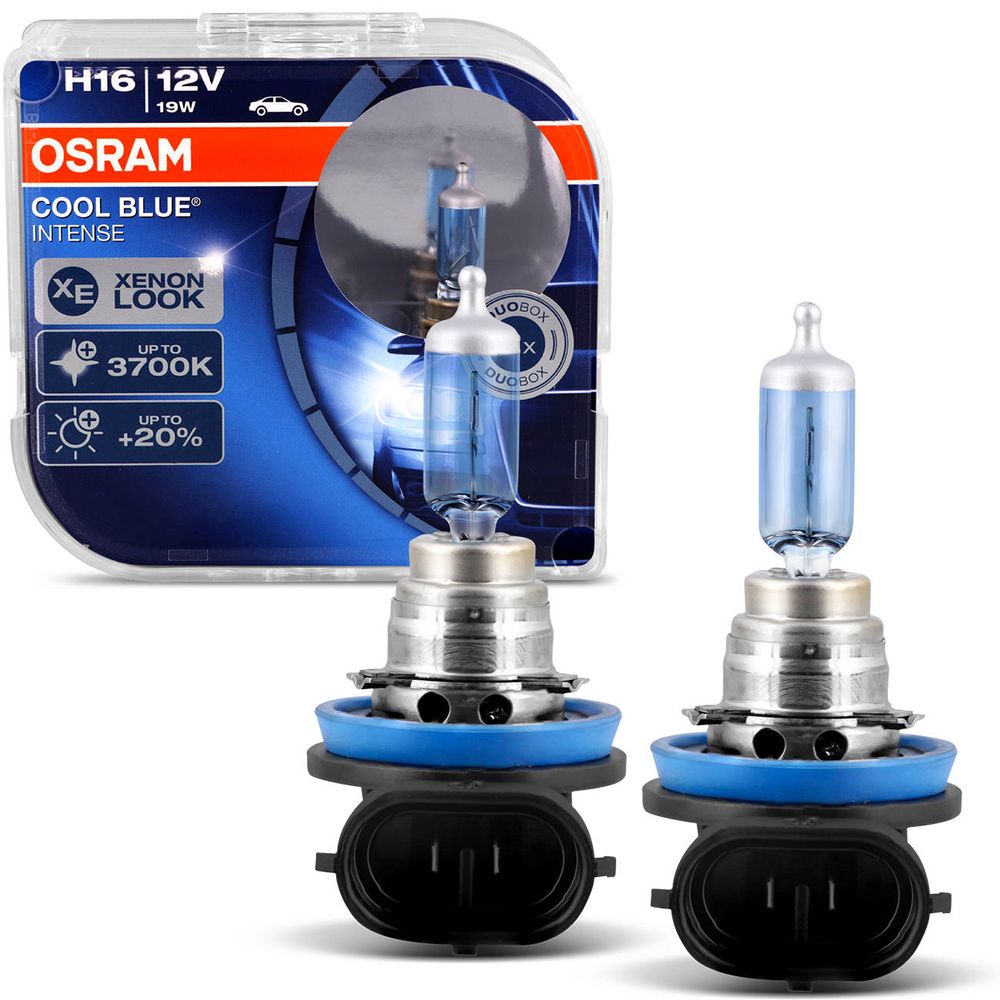 Par Lâmpada Osram Halógena H16 Cool Blue Intense 3700K 19W 12V Efeito Xenon Farol Carro Menor preço em Par Lâmpada Osram Halógena H16 Cool Blue Intense 3700K 19W 12V Efeito Xenon Farol Carro