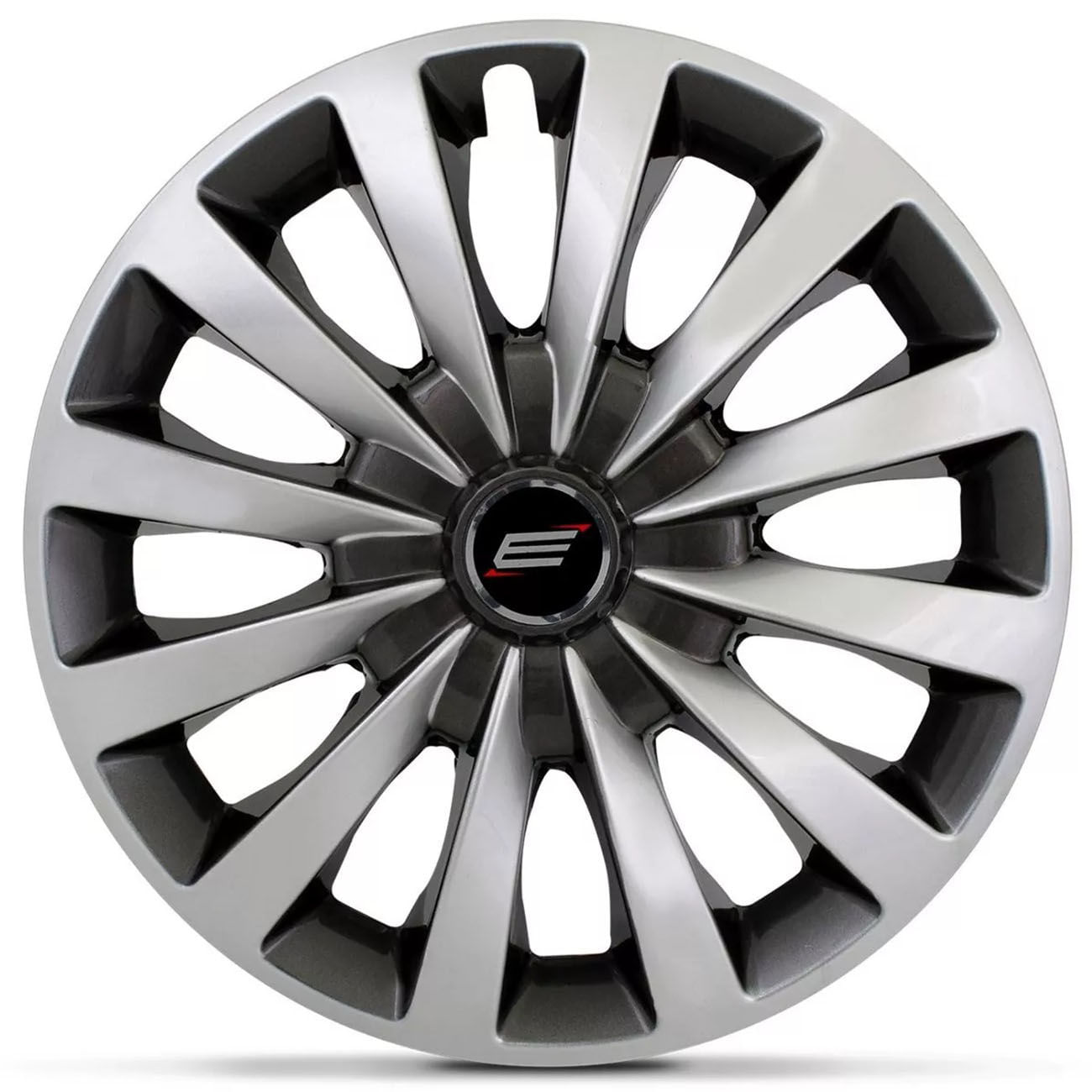 Encontraproduto.com.br - Calota Esportiva Tuning Sport Silver Aro 13 Universal Prata e Preto