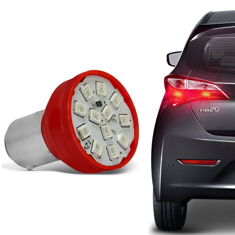 Lâmpada 12 LEDs 2 Polos 21W 12V Luz Lanterna e Freio Vermelho Carro Moto Original Autopoli Menor preço em Lâmpada 12 LEDs 2 Polos 21W 12V Luz Lanterna e Freio Vermelho Carro Moto Original Autopoli