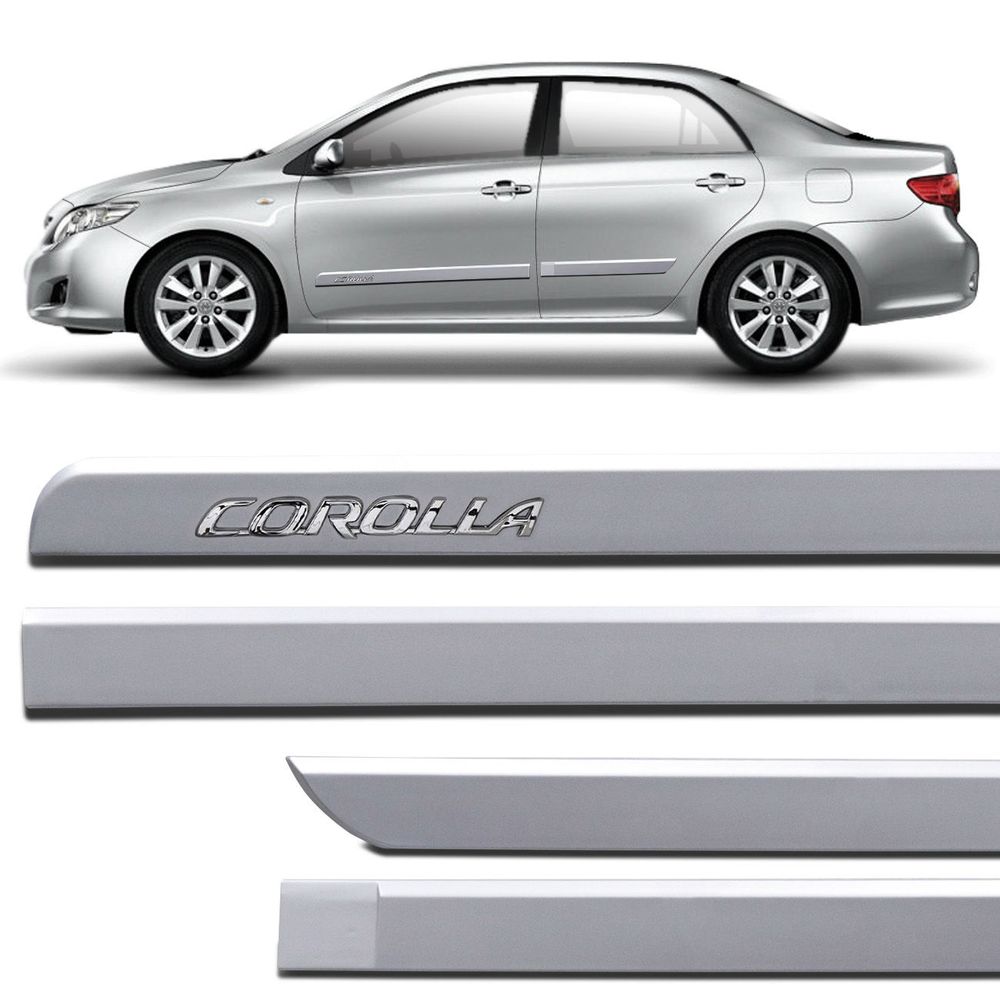 Jogo de Friso Lateral Corolla 2002 a 2021 Prata Lunar Grafia Cromada Alto Relevo Menor preço em Jogo de Friso Lateral Corolla 2002 a 2021 Prata Lunar Grafia Cromada Alto Relevo