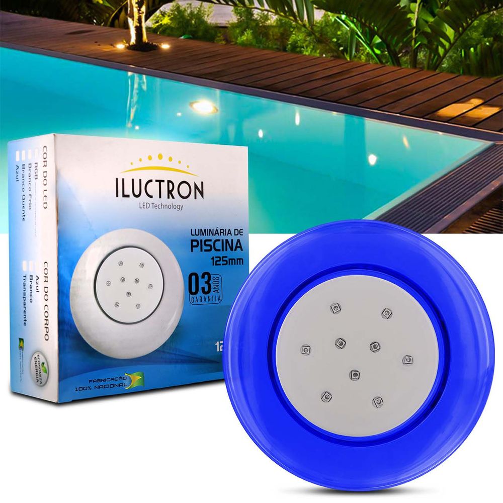 Luminária LED Piscina RGB 9 Leds 9W 900LM 12V 125mm Multicolor Azul Prova DÁgua Uso Submerso Menor preço em Luminária LED Piscina RGB 9 Leds 9W 900LM 12V 125mm Multicolor Azul Prova DÁgua Uso Submerso