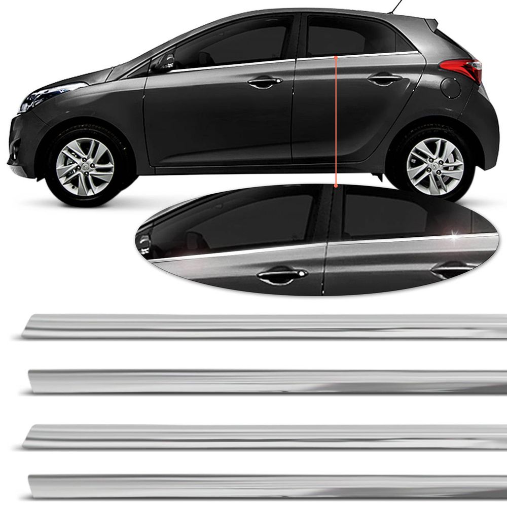 Friso Cromado Pestana Janela HB20 HB20S 2012 a 2019 4 Portas Menor preço em Friso Cromado Pestana Janela HB20 HB20S 2012 a 2019 4 Portas