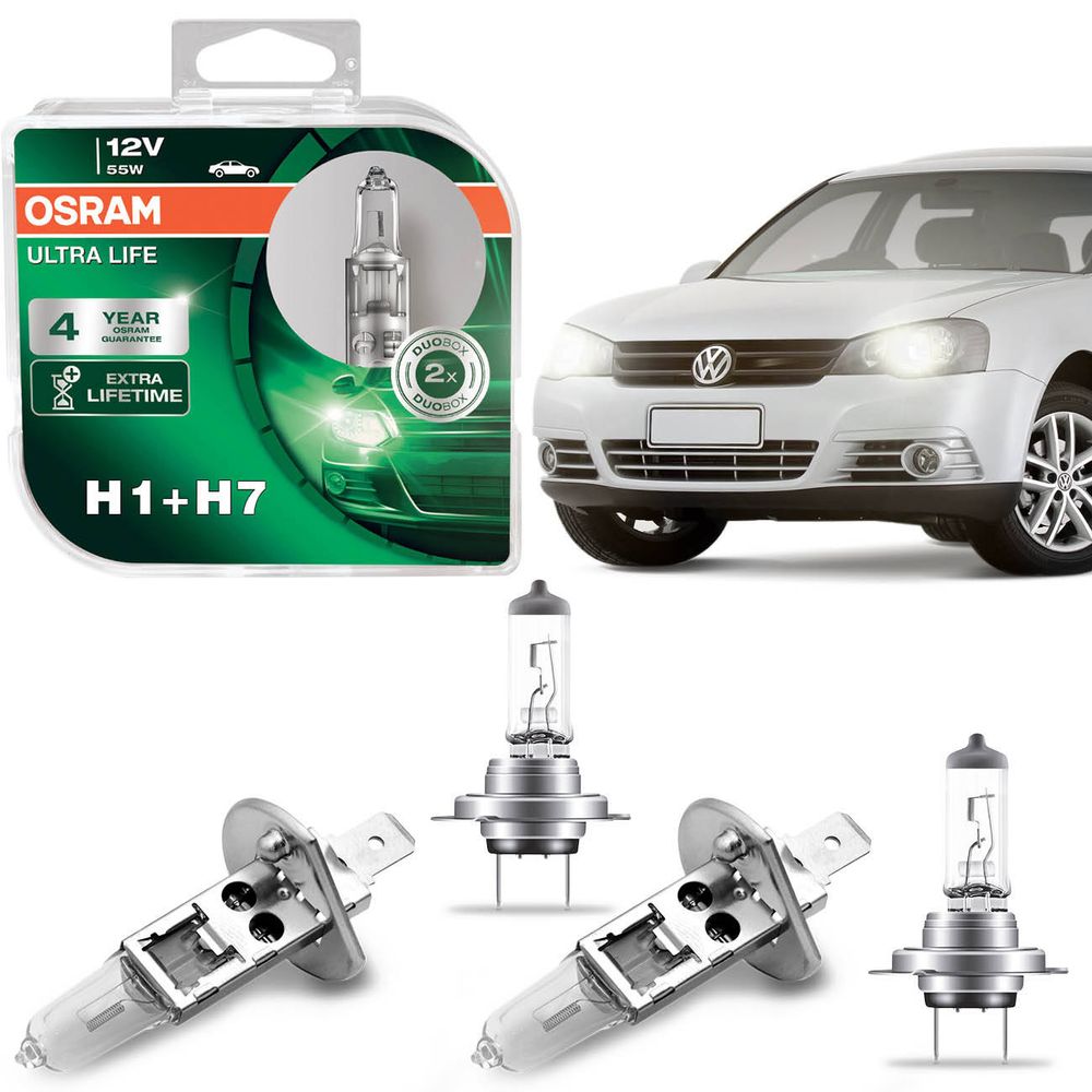 Par Lâmpada Osram Halógena H7 H1 Golf 2007 a 2013 3200K Ultra Life 12V 55W Farol Menor preço em Par Lâmpada Osram Halógena H7 H1 Golf 2007 a 2013 3200K Ultra Life 12V 55W Farol