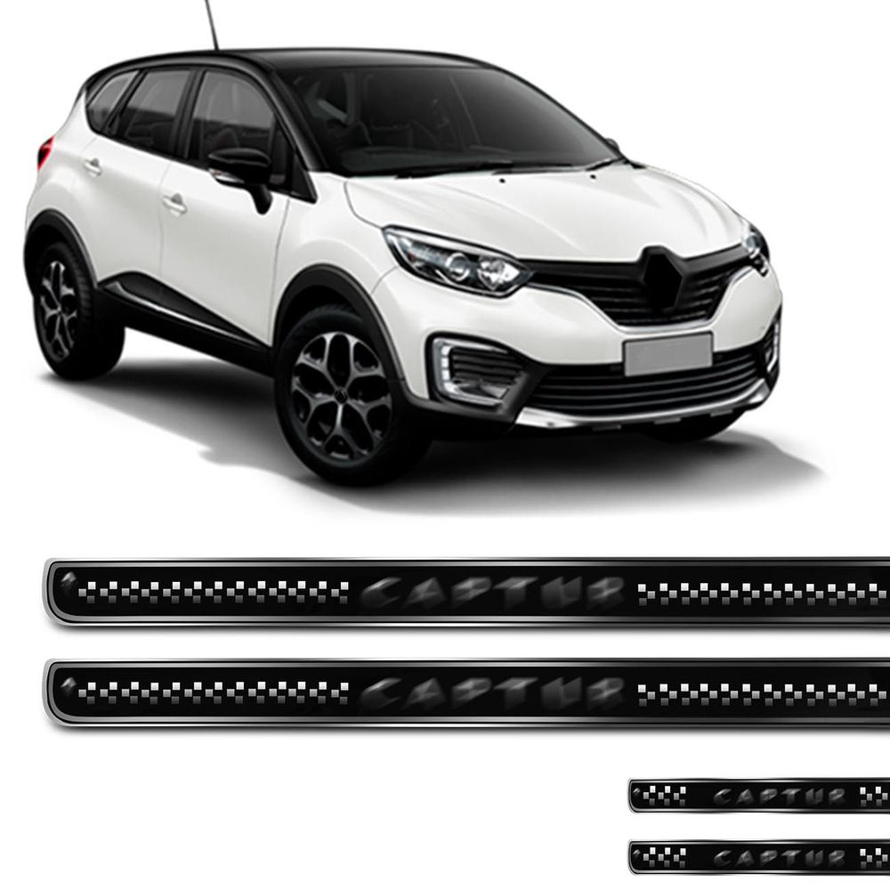 Jogo de Soleiras Resinadas Adesivas Renault Captur 17 e 18 Preta 4 Peças com Grafia Personalizada Menor preço em Jogo de Soleiras Resinadas Adesivas Renault Captur 17 e 18 Preta 4 Peças com Grafia Personalizada