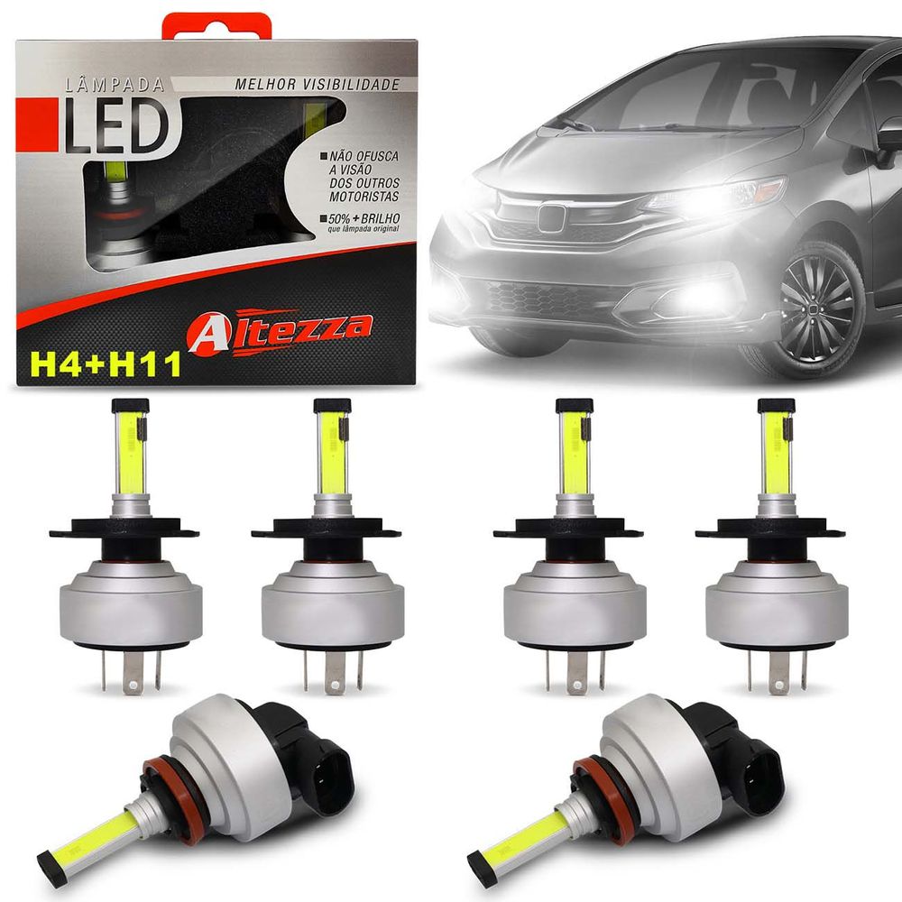 Kit Lâmpadas LED Altezza Honda Fit 03 A 19 H4 e H11 6500K 12V 3000 Lúmens Faróis Alto Baixo Milha Menor preço em Kit Lâmpadas LED Altezza Honda Fit 03 A 19 H4 e H11 6500K 12V 3000 Lúmens Faróis Alto Baixo Milha