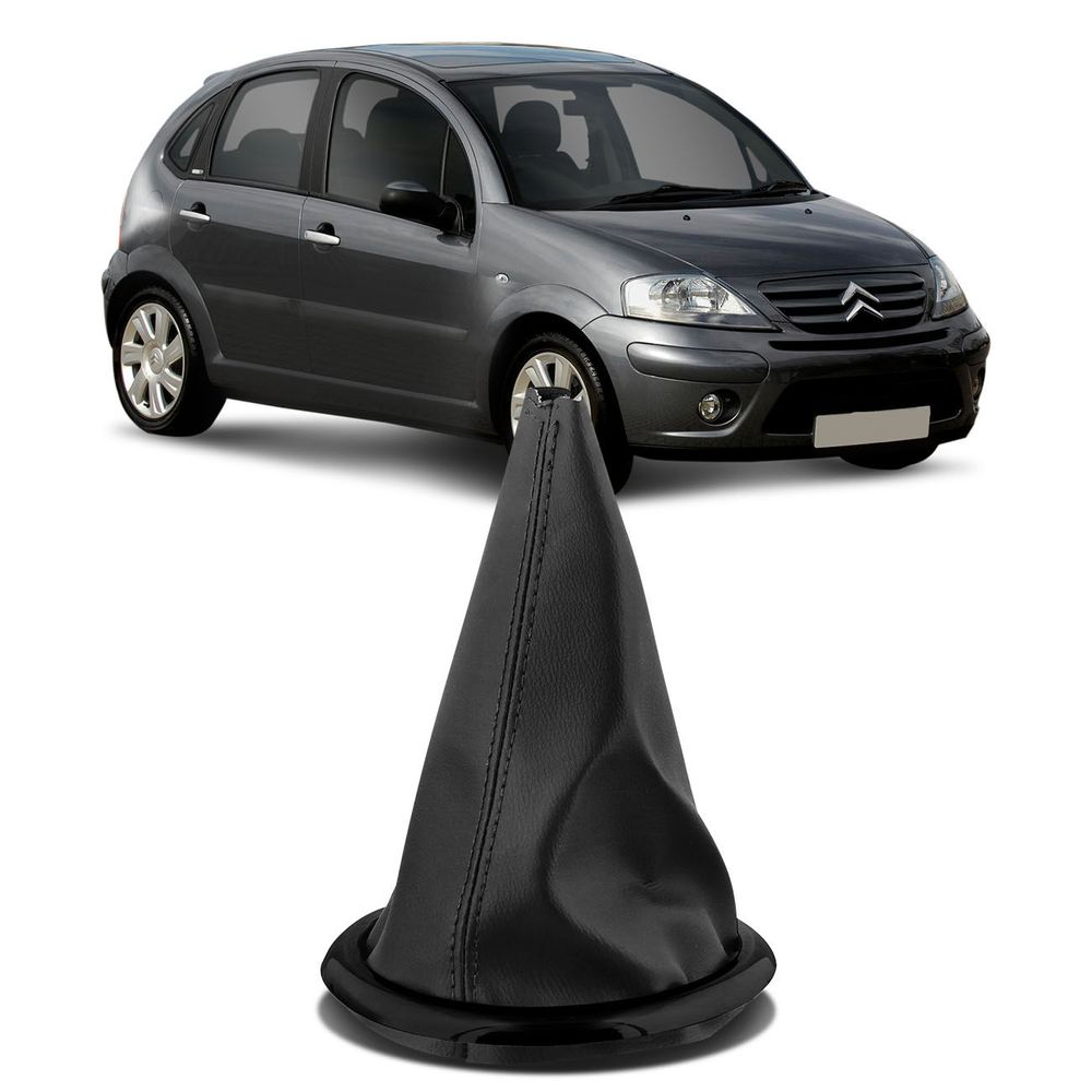 Coifa Câmbio sem Manopla Citroen C3 2003 a 2012 Preto em Napa com Base Preta Menor preço em Coifa Câmbio sem Manopla Citroen C3 2003 a 2012 Preto em Napa com Base Preta
