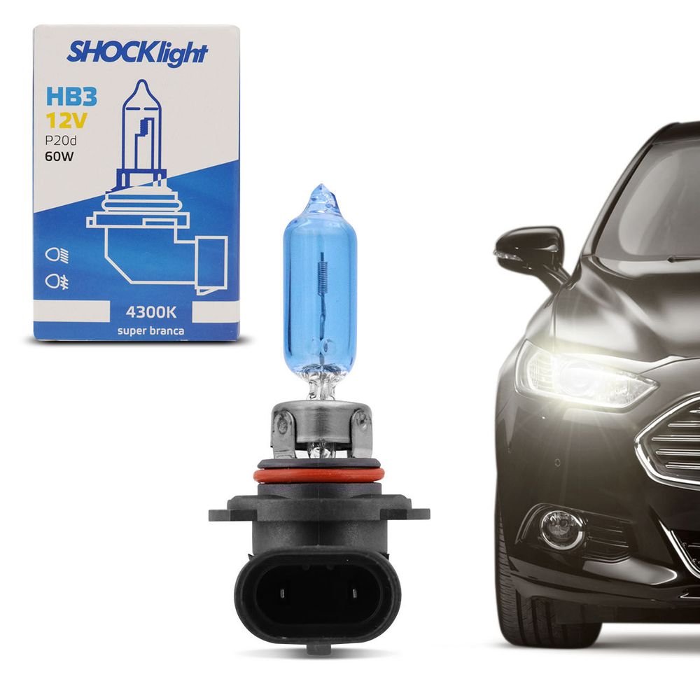 Lâmpada Super Branca HB3 9005 4300K 12V 60W Efeito Xênon Aplicação Farol Original Menor preço em Lâmpada Super Branca HB3 9005 4300K 12V 60W Efeito Xênon Aplicação Farol Original
