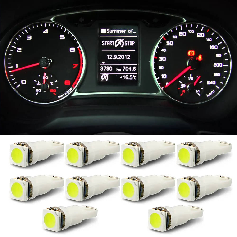 Kit 10 Lâmpadas LED T5 Pingo Para Painel Carro Branca Menor preço em Kit 10 Lâmpadas LED T5 Pingo Para Painel Carro Branca