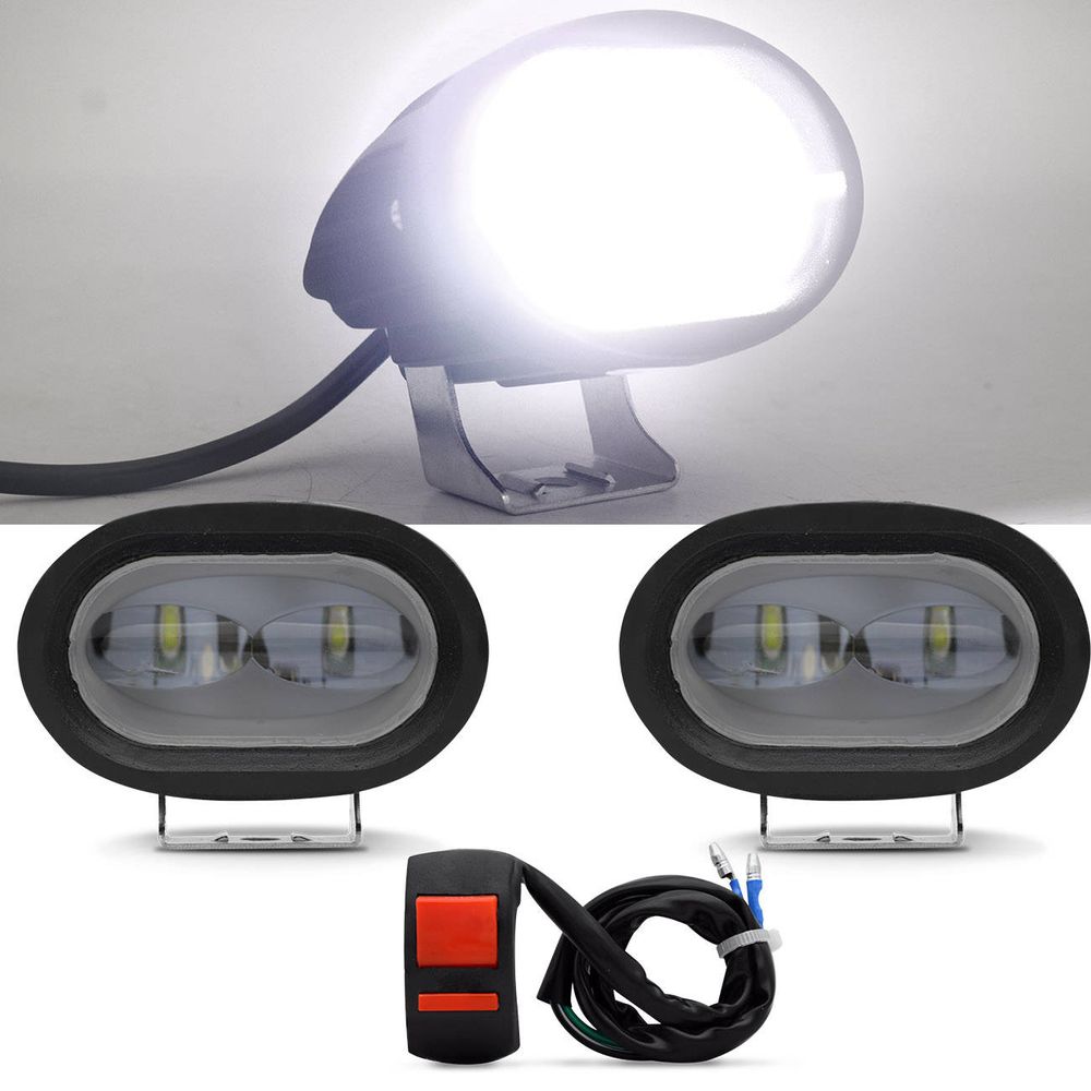 Kit Farol De Milha Moto LED Universal Retangular Auxiliar De Neblina 80W 12V Com Botão Liga Desliga Menor preço em Kit Farol De Milha Moto LED Universal Retangular Auxiliar De Neblina 80W 12V Com Botão Liga Desliga