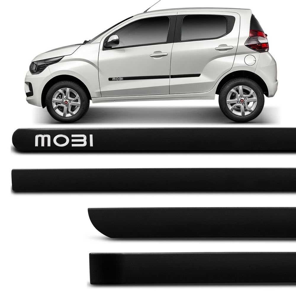 Jogo de Friso Lateral Tipo Borrachão Mobi 2016 a 2019 Preto 4 Portas Grafia Alto Relevo Menor preço em Jogo de Friso Lateral Tipo Borrachão Mobi 2016 a 2019 Preto 4 Portas Grafia Alto Relevo