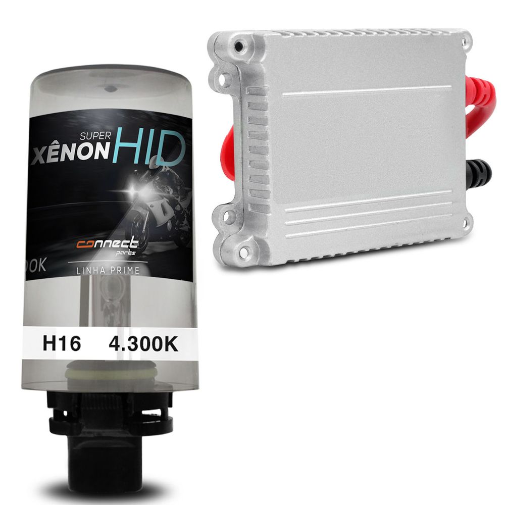 Kit Xênon Moto Completo H16 4300K 35W 12V Tonalidade Branca Reator Função Anti Flicker Menor preço em Kit Xênon Moto Completo H16 4300K 35W 12V Tonalidade Branca Reator Função Anti Flicker