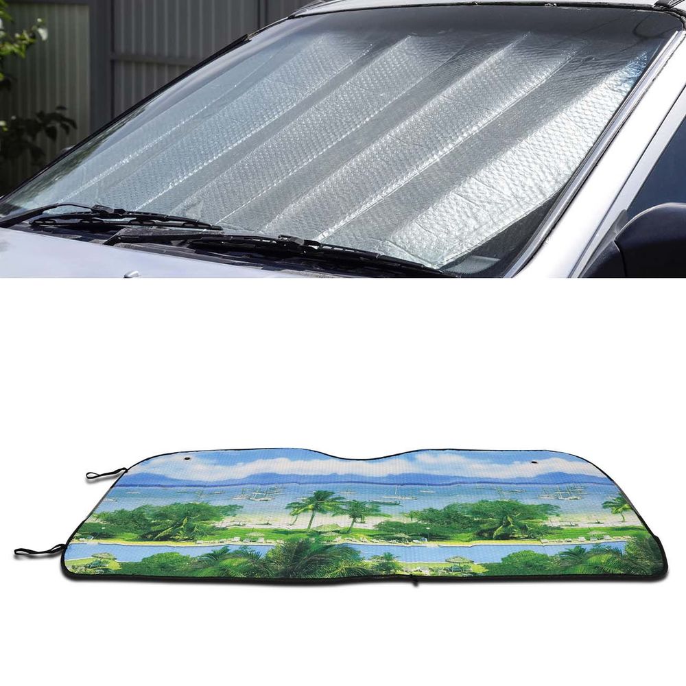 Protetor Solar Parabrisa Quebra Sol Dobrável Universal Estampa Praia Prata com Suporte Ventosa Menor preço em Protetor Solar Parabrisa Quebra Sol Dobrável Universal Estampa Praia Prata com Suporte Ventosa