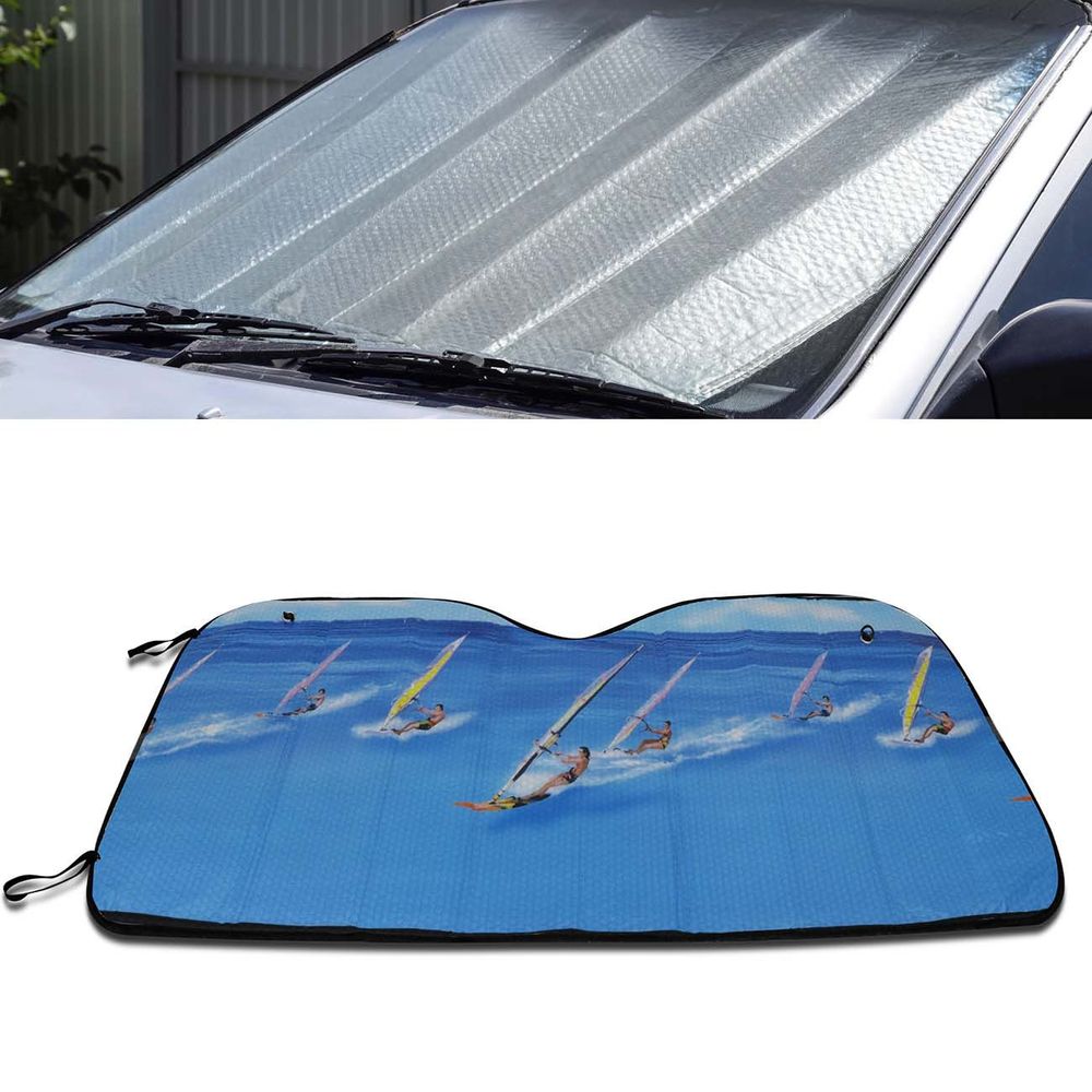 Protetor Solar Para-brisa Quebra Sol Dobrável Universal Estampa Wind Surf Prata com Suporte Ventosa Menor preço em Protetor Solar Para-brisa Quebra Sol Dobrável Universal Estampa Wind Surf Prata com Suporte Ventosa