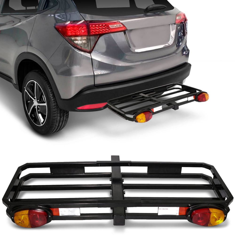 Bagageiro Traseiro Universal Preto Em Aço Carbono Compatível com Engate Quadrado Menor preço em Bagageiro Traseiro Universal Preto Em Aço Carbono Compatível com Engate Quadrado
