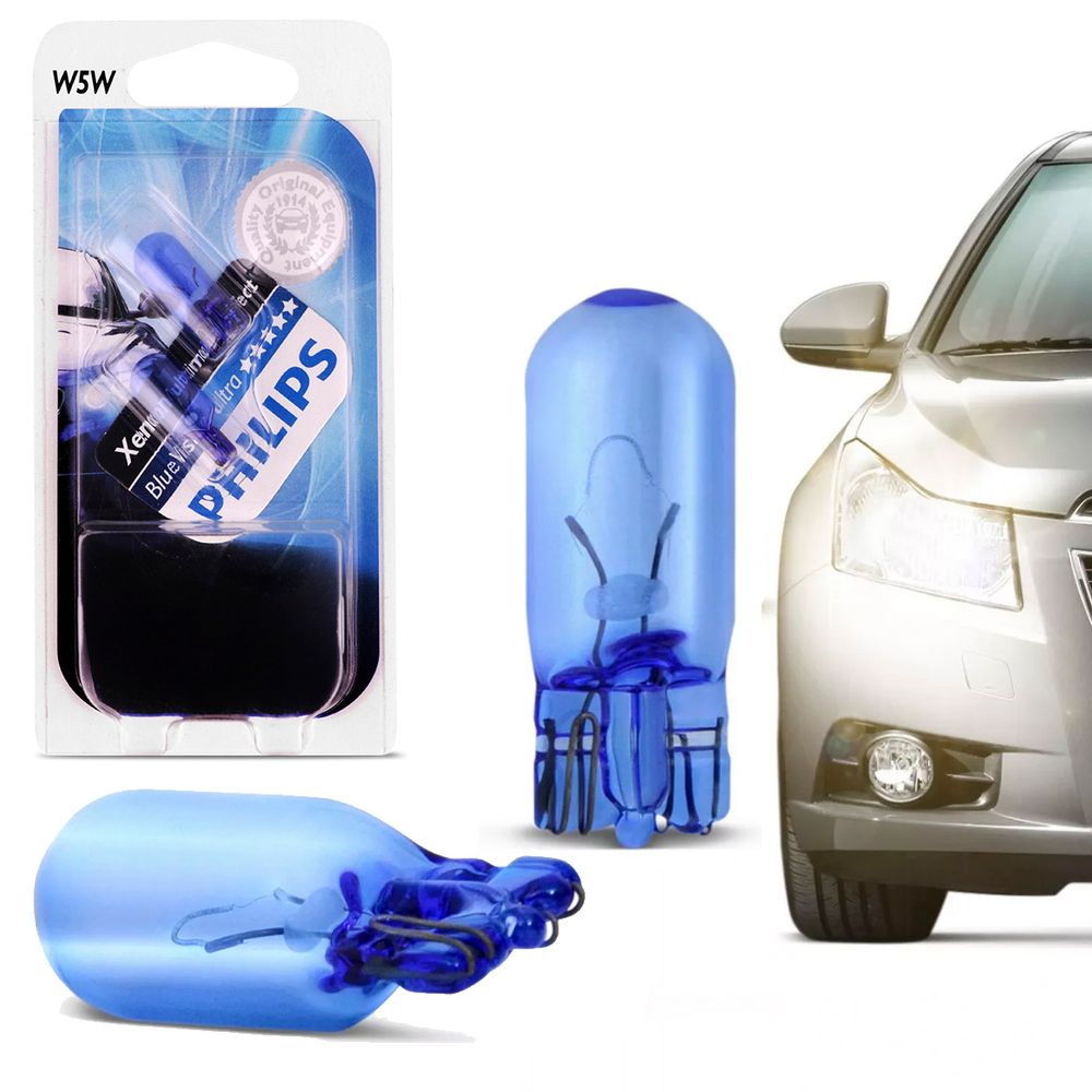 Par Lampada Phillips Super Branca Pingo W5W Blue Vision 3400K 12V Efeito Xênon Menor preço em Par Lampada Phillips Super Branca Pingo W5W Blue Vision 3400K 12V Efeito Xênon