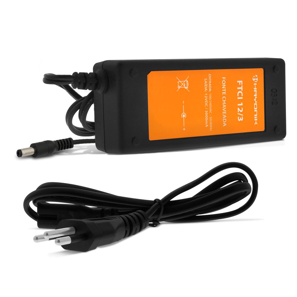 Fonte de Uso Geral Hayonik Bivolt Saída 12V 3A Plug P4 Carregador de Bateria Fornecimento de Energia - Connect Parts Mobile