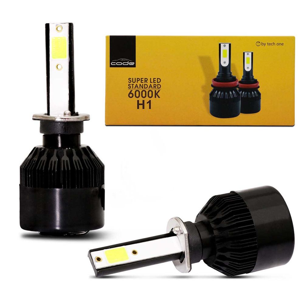 Par Lâmpadas Super LED Flip Cob Standard H1 6000K 74W 7800 Lúmens Luz Branca Carro Moto Caminhão Menor preço em Par Lâmpadas Super LED Flip Cob Standard H1 6000K 74W 7800 Lúmens Luz Branca Carro Moto Caminhão