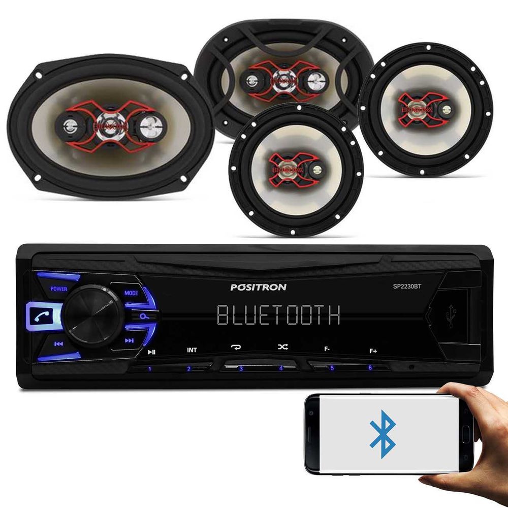 Rádio Automotivo Pósitron SP2230BT Som Bluetooth MP3 Player + Par Alto Falante Bravox 240W RMS Menor preço em Rádio Automotivo Pósitron SP2230BT Som Bluetooth MP3 Player + Par Alto Falante Bravox 240W RMS