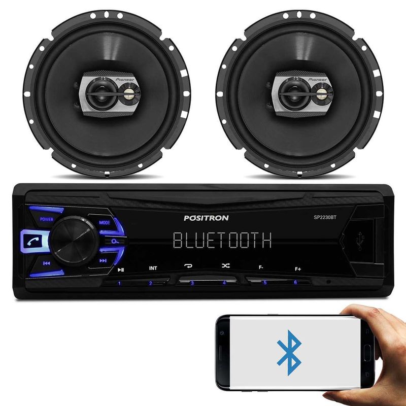 MP3-Player-Positron-SP2230BT-1-Din-Led-Bluetooth-USB-FM---Alto-Falante-Pioneer-6-120W-RMS-4-Ohms-connectparts---1-