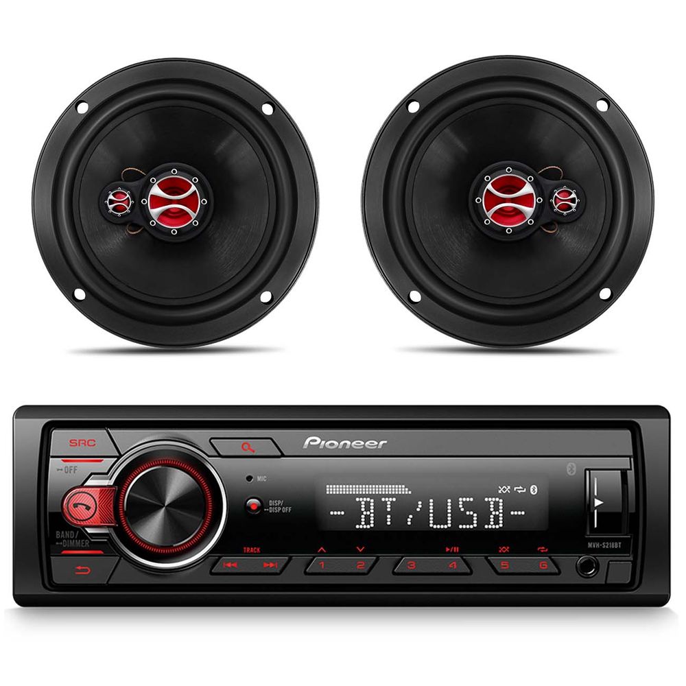 Rádio Automotivo Pioneer MVH-S218BT Som Bluetooth MP3 Player Android Receiver + Alto Falantes Foxer Menor preço em Rádio Automotivo Pioneer MVH-S218BT Som Bluetooth MP3 Player Android Receiver + Alto Falantes Foxer